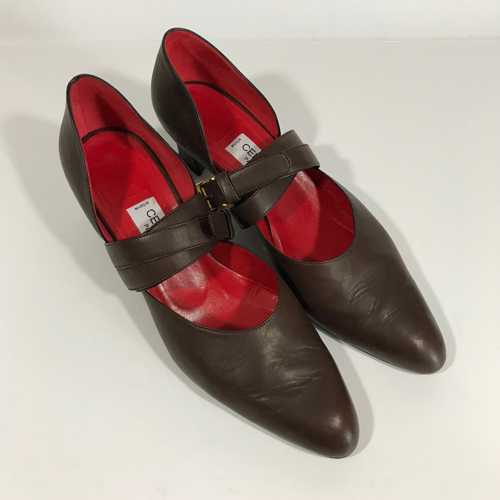 Vintage Celine Wrap-Around Ankle Strap Brown Shoe